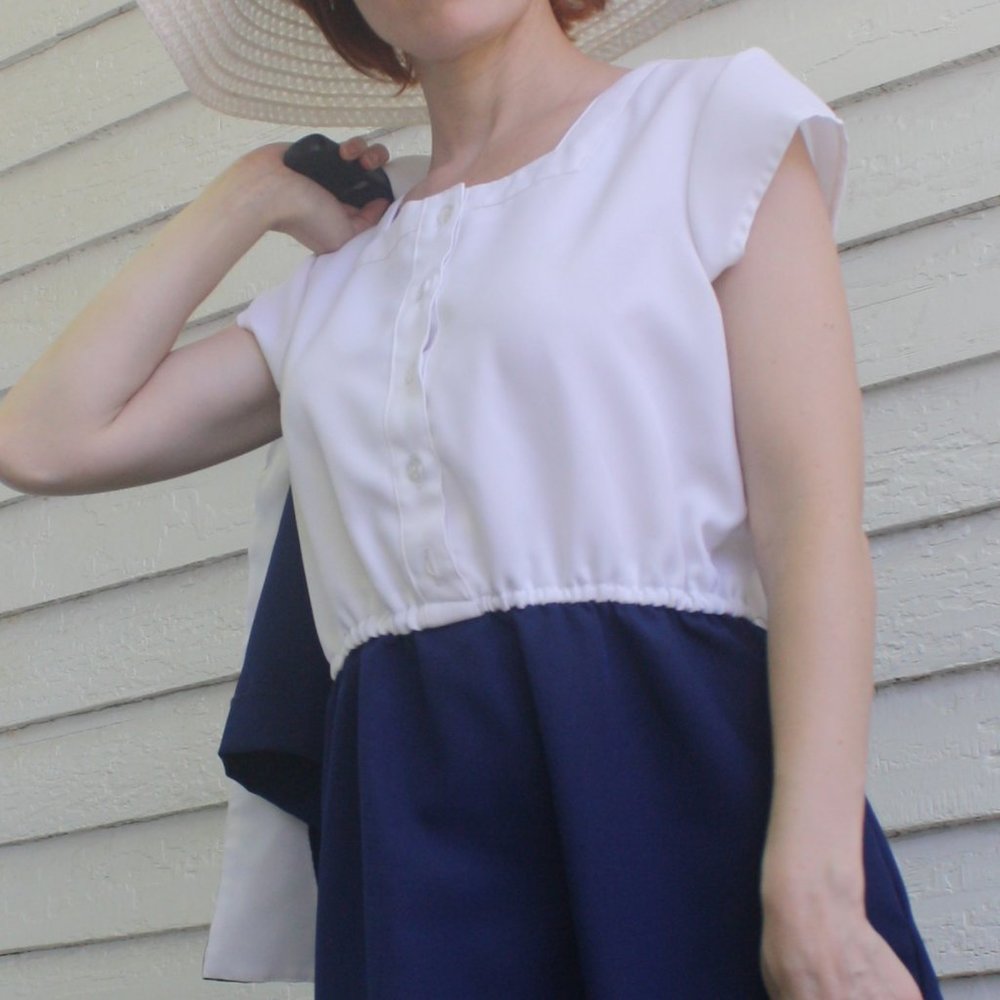 70s Blue White Day Dress S M Montgomery Ward Casual - Picture 10 of 10